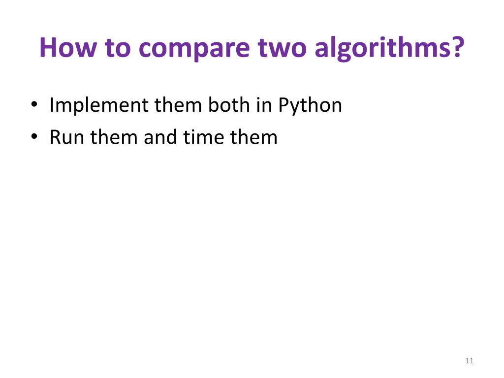 how to compare two algorithms