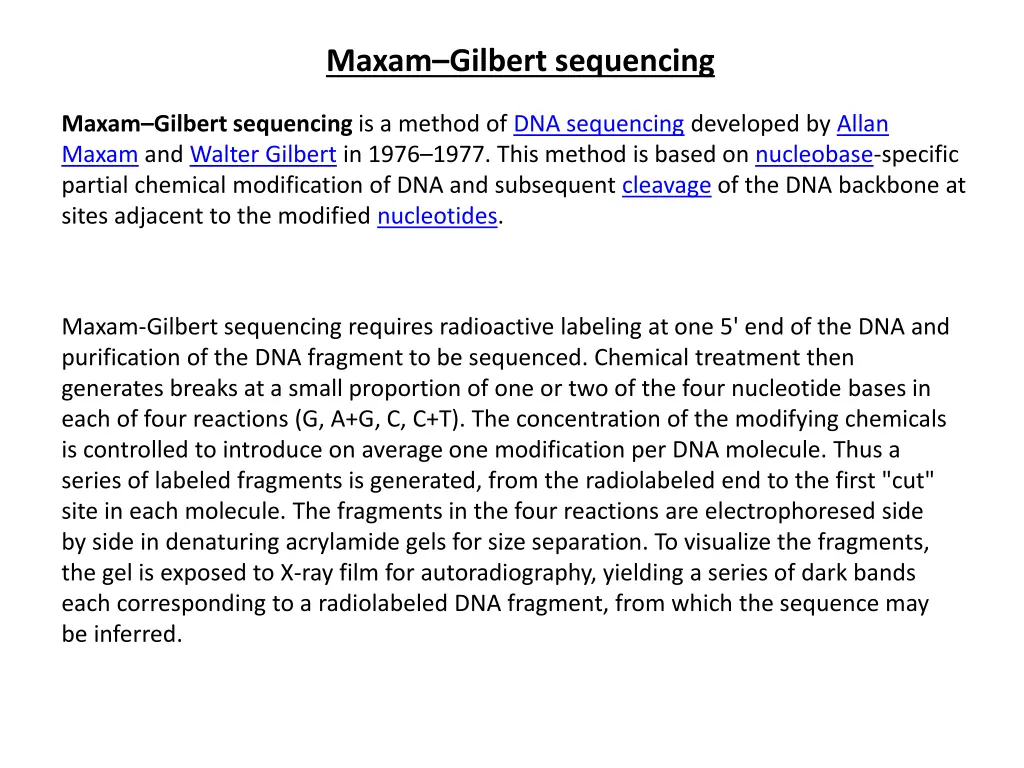 maxam gilbert sequencing
