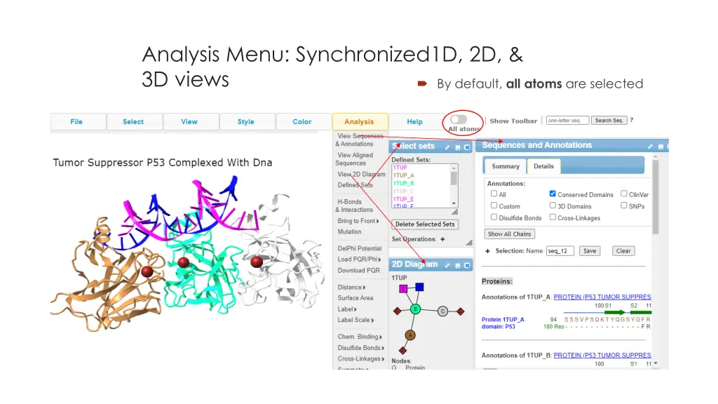 analysis menu synchronized1d 2d 3d views