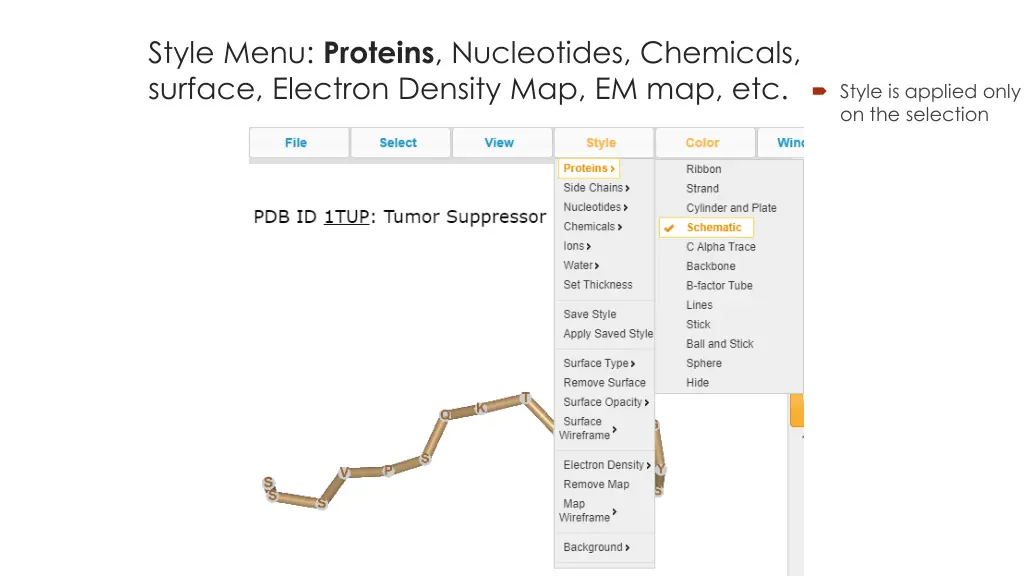 style menu proteins nucleotides chemicals surface