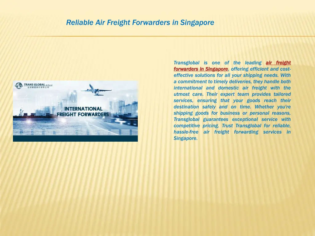 reliable air freight forwarders in singapore