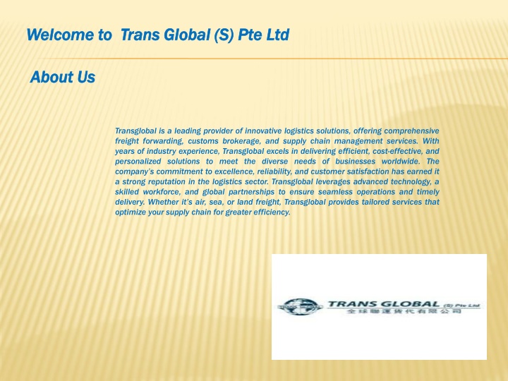 welcome to trans global s welcome to trans global