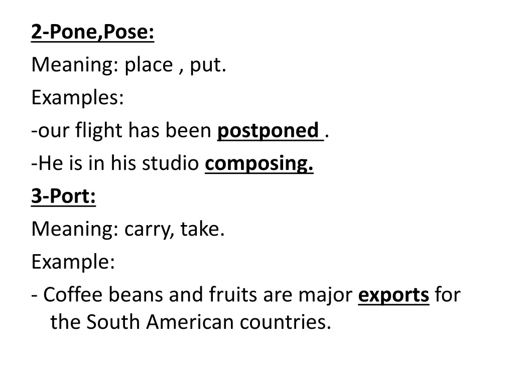 2 pone pose meaning place put examples our flight