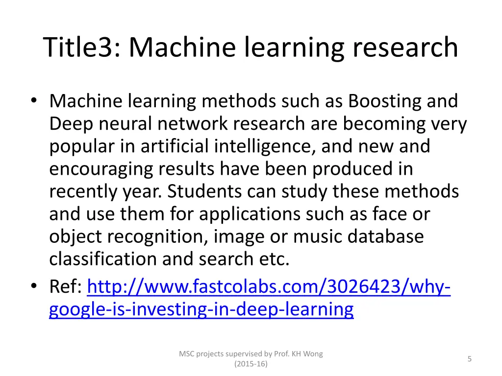 title3 machine learning research