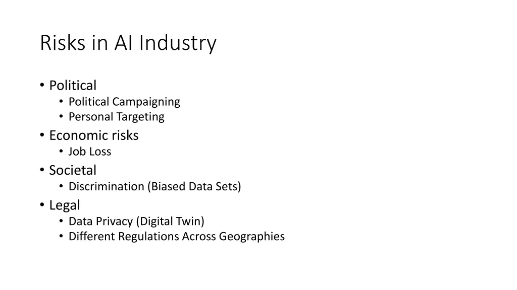 risks in ai industry