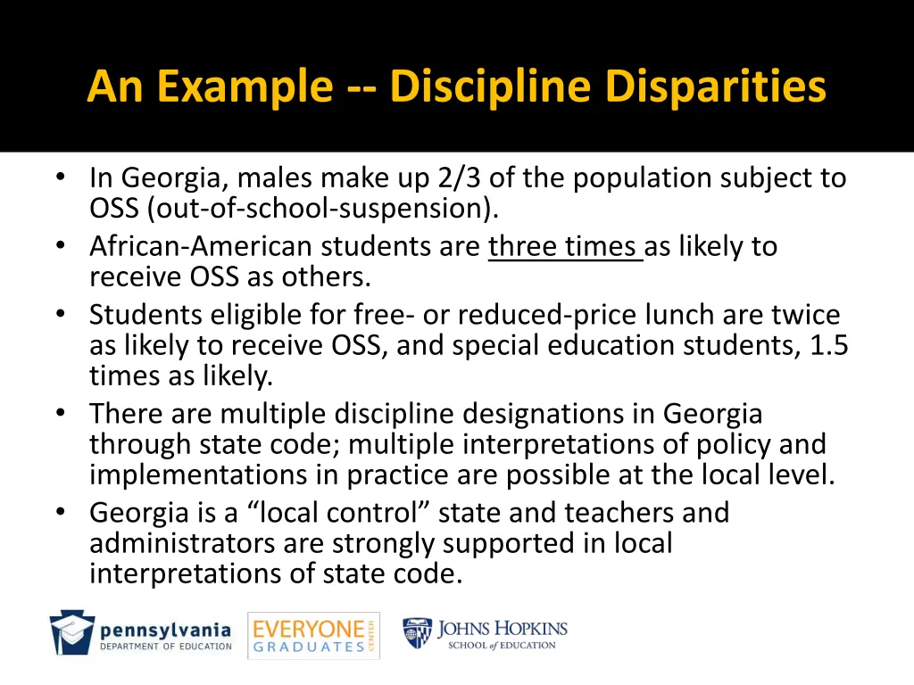 an example discipline disparities