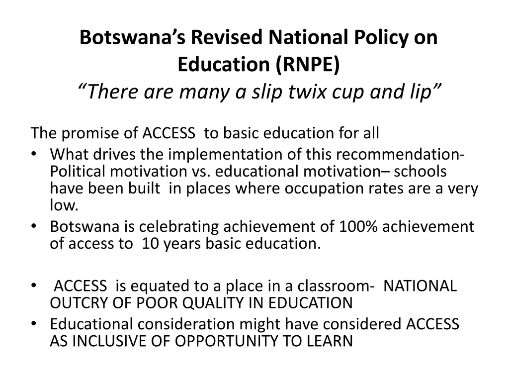 botswana s revised national policy on education
