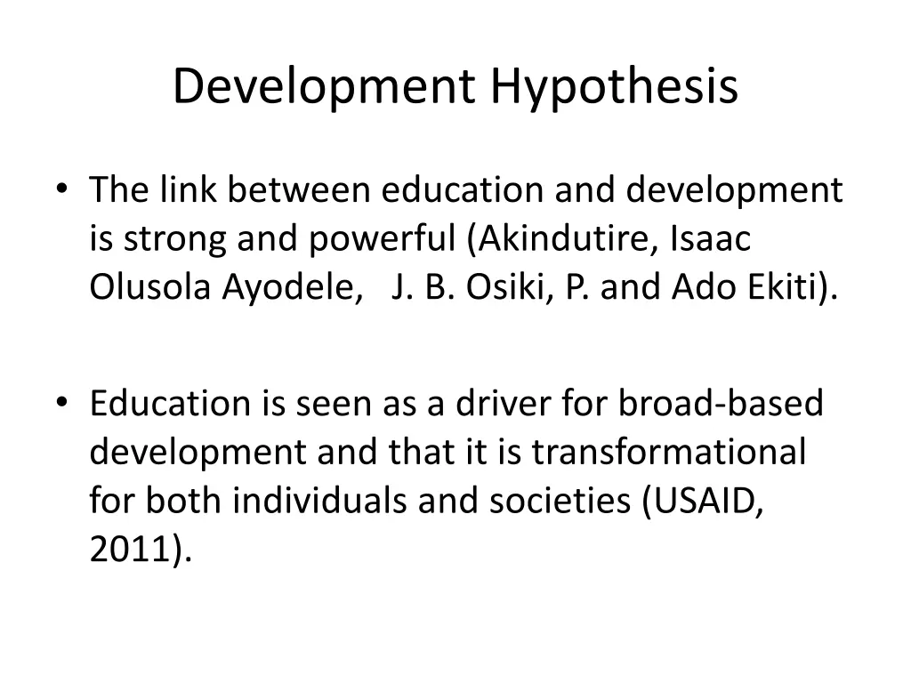 development hypothesis