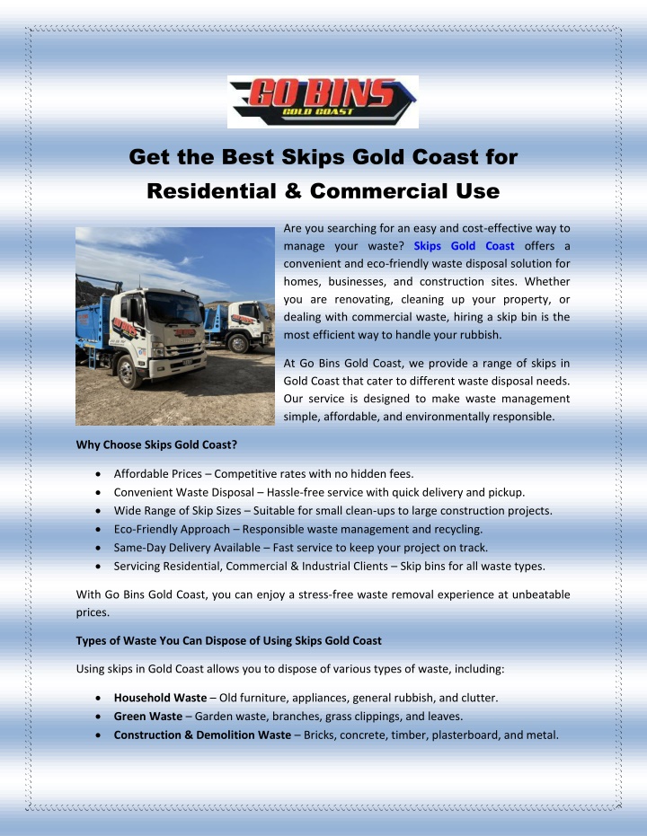 get the best skips gold coast for residential