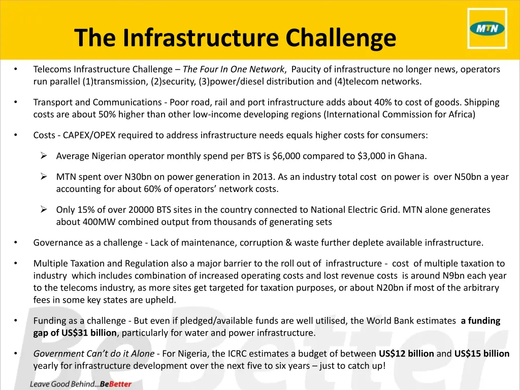 the infrastructure challenge