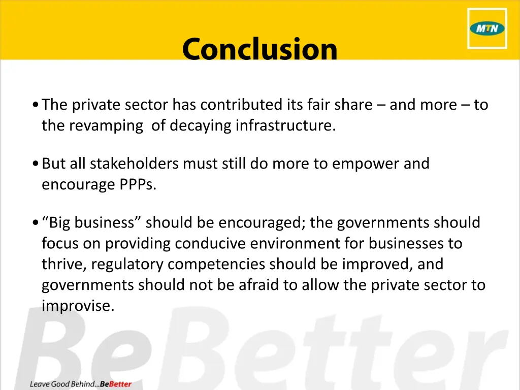 the private sector has contributed its fair share