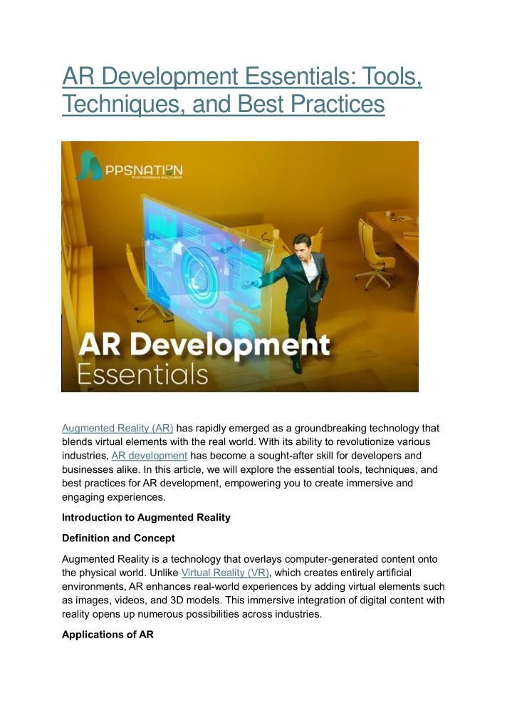 ar development essentials tools techniques