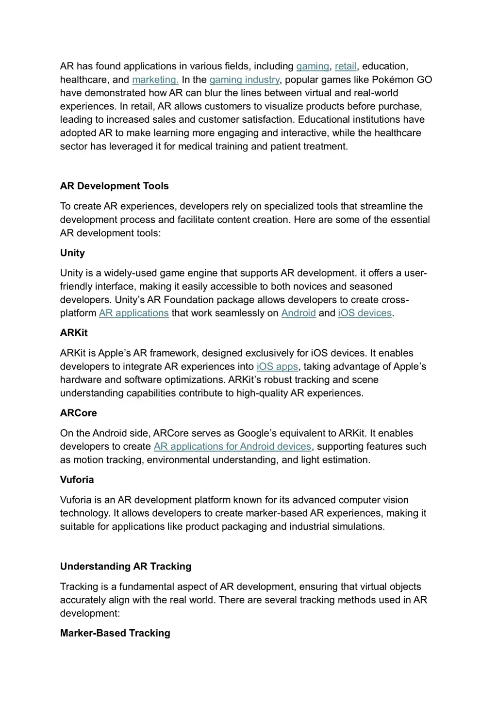 ar has found applications in various fields