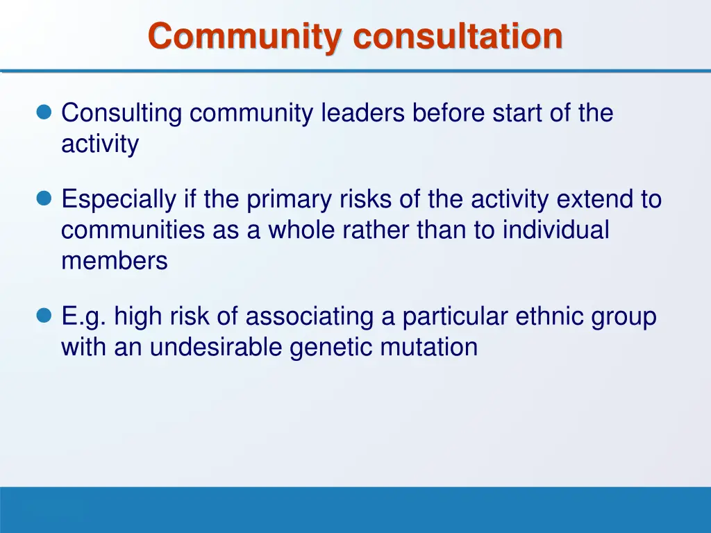 community consultation