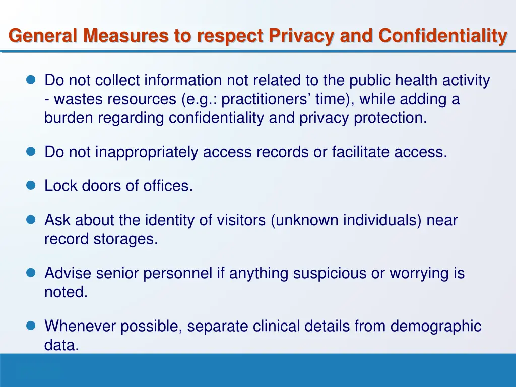 general measures to respect privacy 1