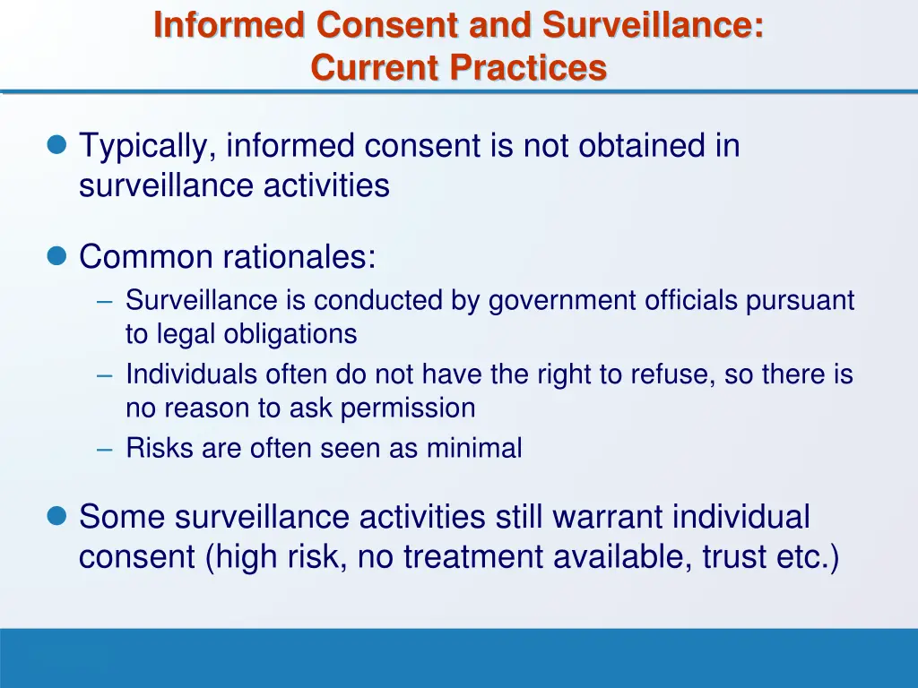 informed consent and surveillance current