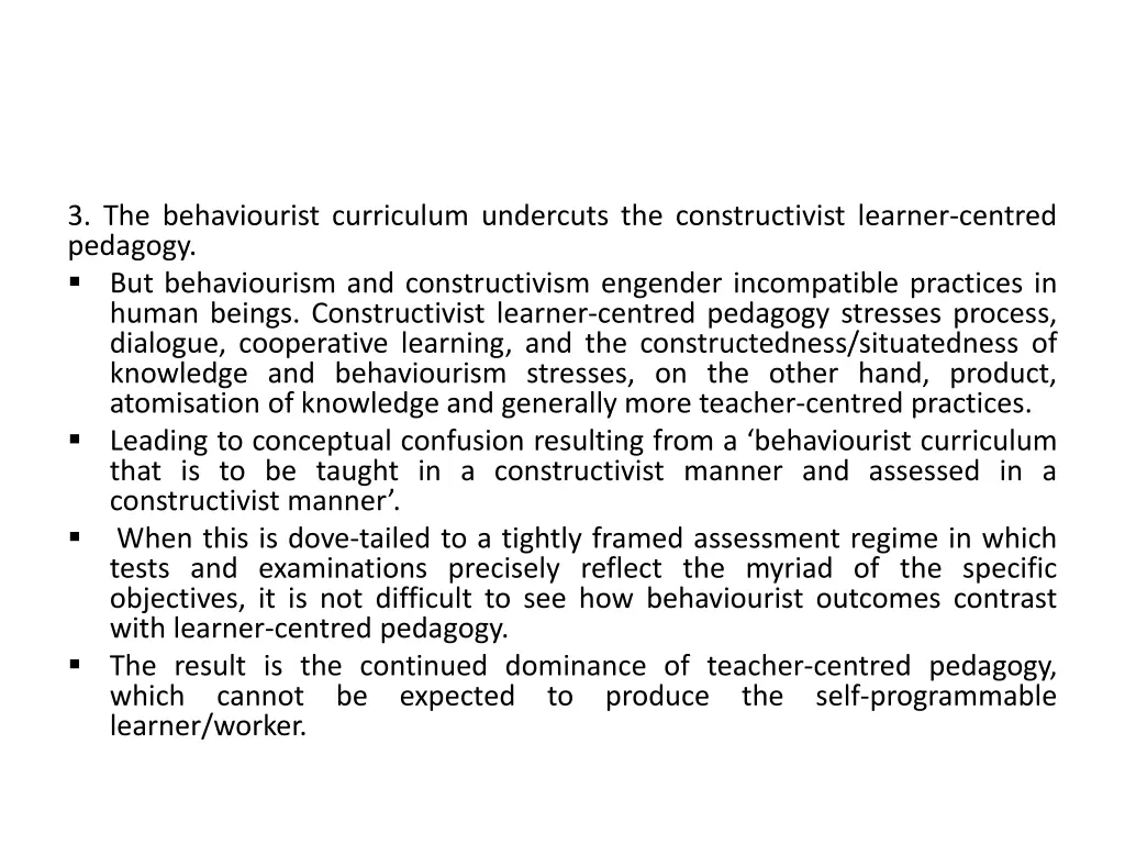 3 the behaviourist curriculum undercuts