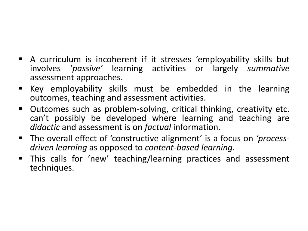 a curriculum is incoherent if it stresses