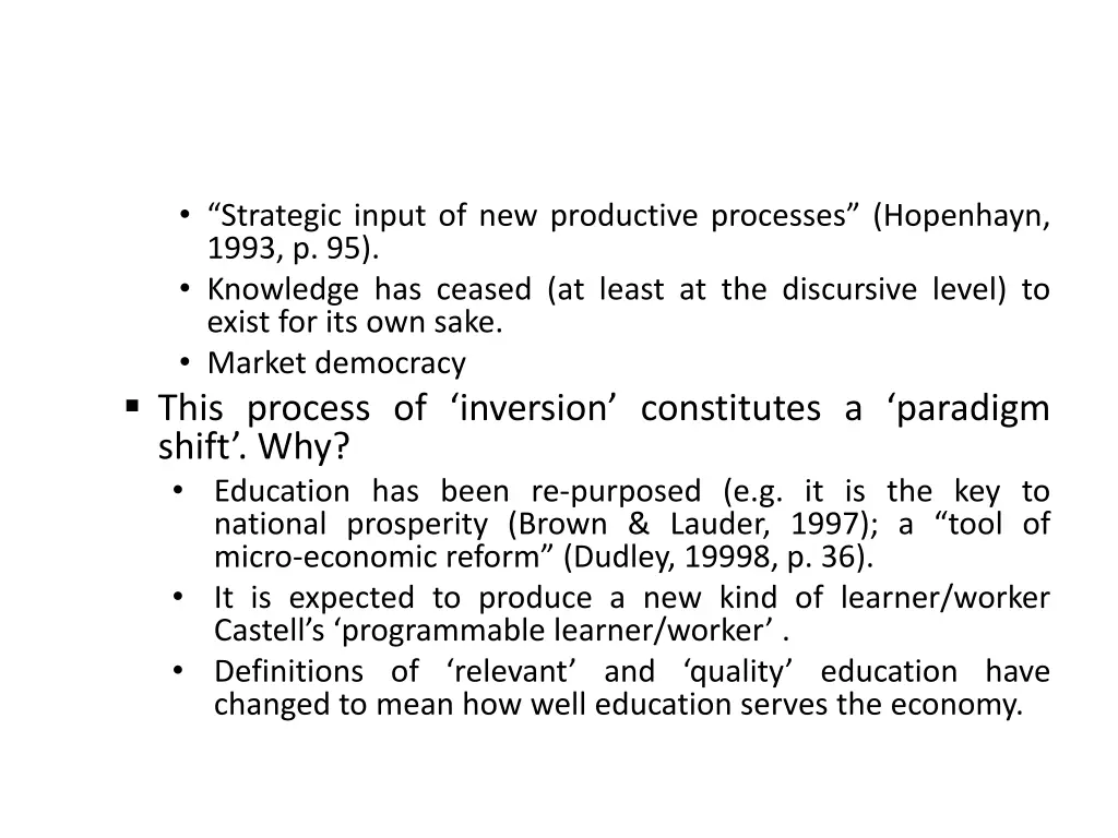 strategic input of new productive processes