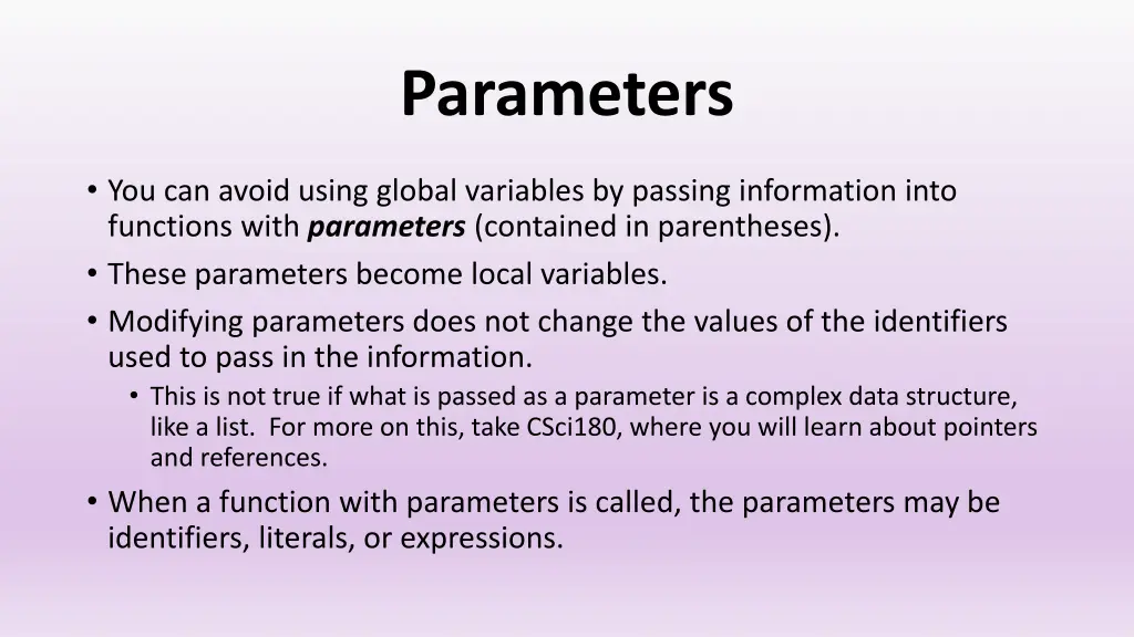 parameters