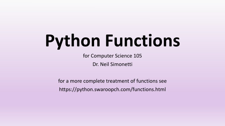 python functions for computer science 105