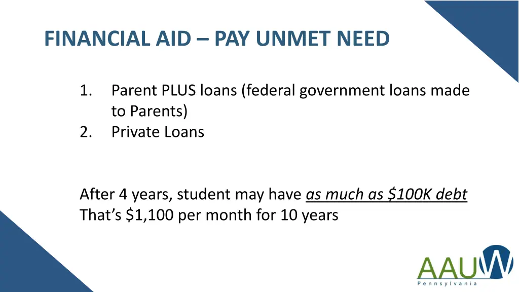 financial aid pay unmet need