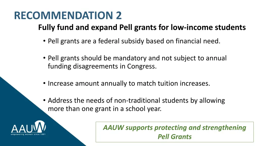 recommendation 2 fully fund and expand pell