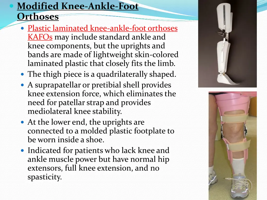 modified knee ankle foot orthoses plastic