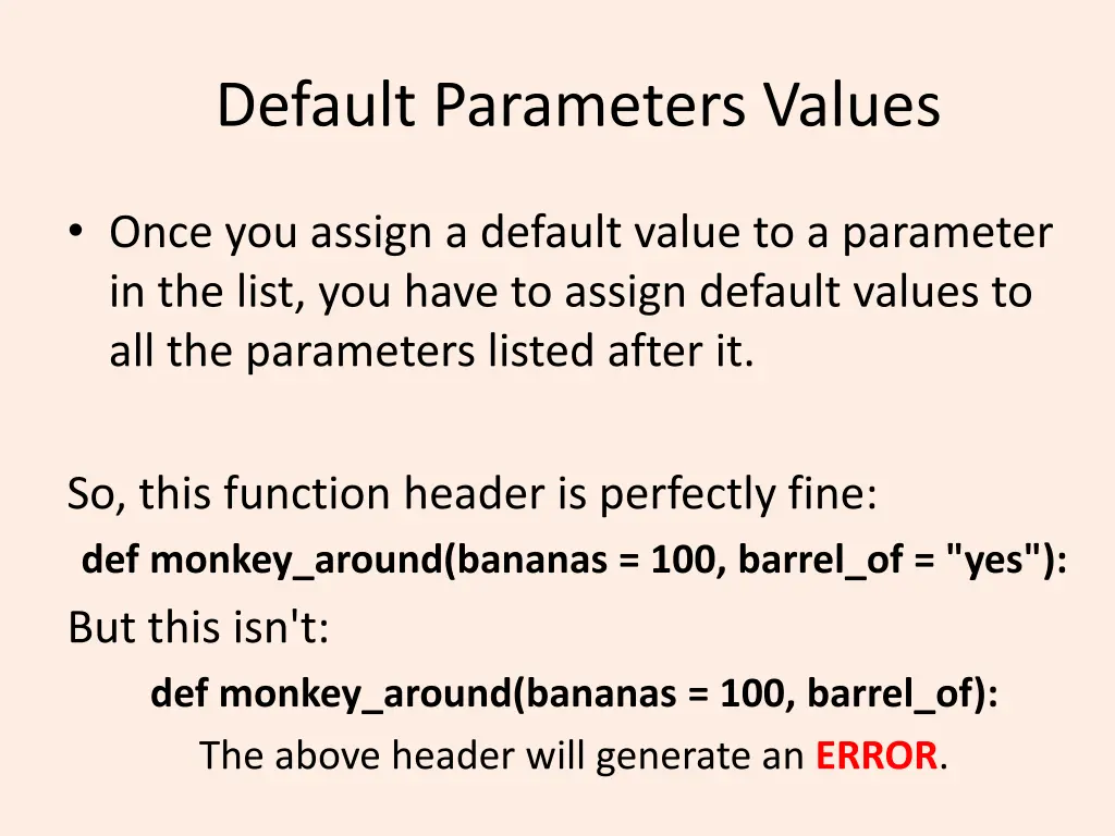 default parameters values