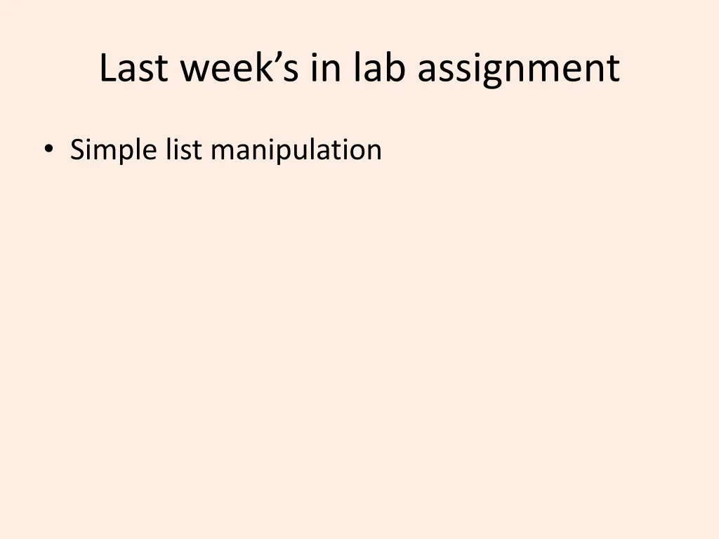 last week s in lab assignment