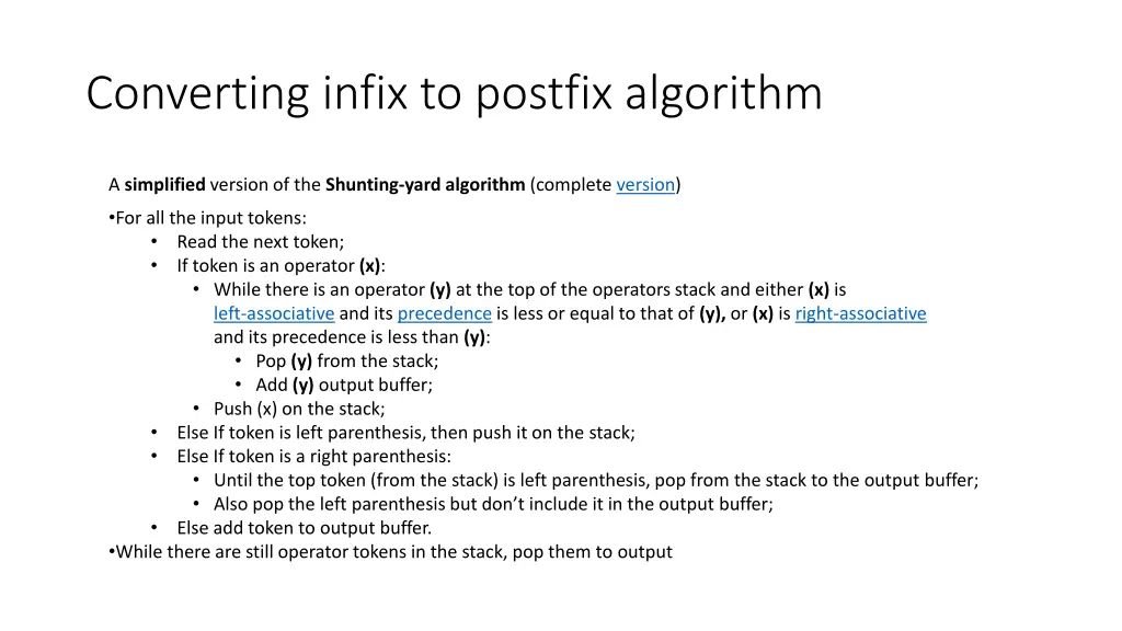 converting infix to postfix algorithm