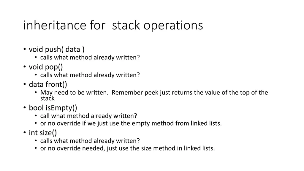 inheritance for stack operations