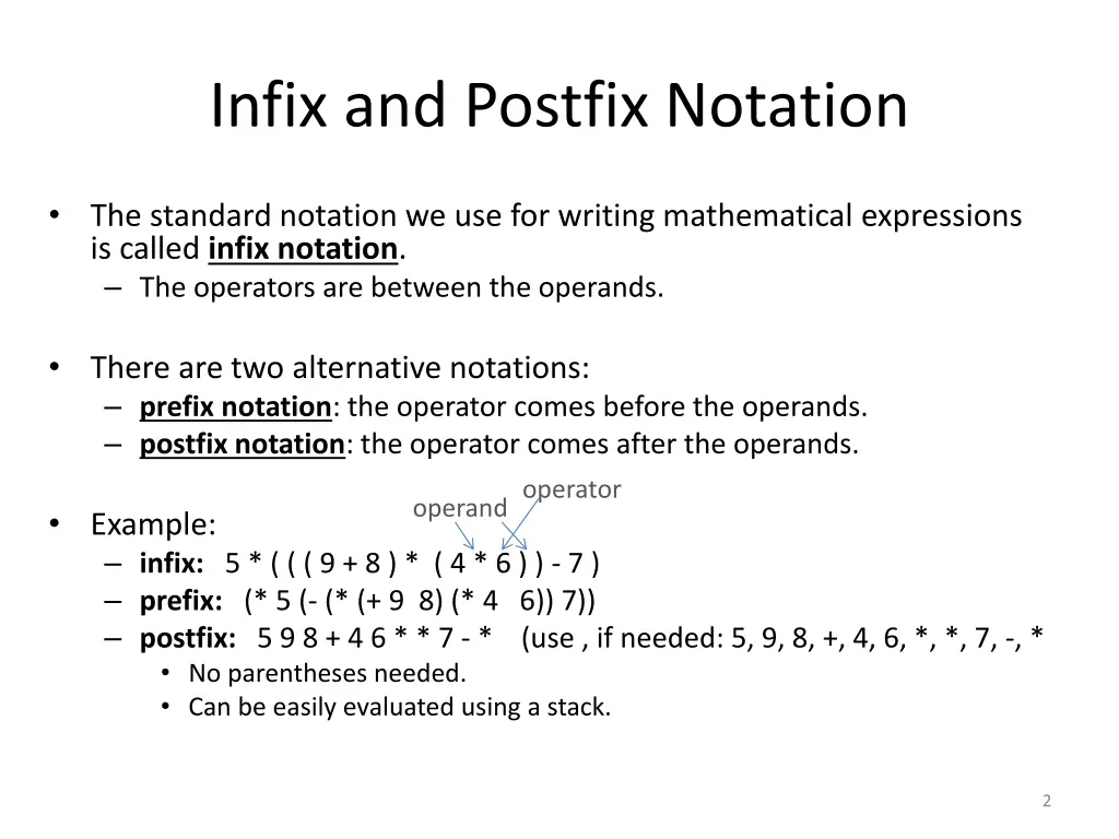 infix and postfix notation