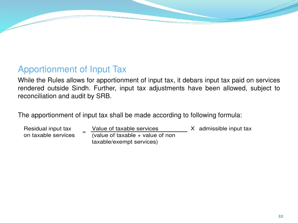 apportionment of input tax while the rules allows