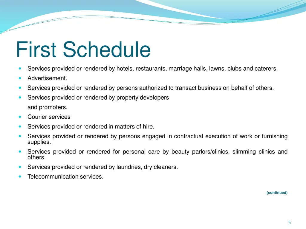 first schedule