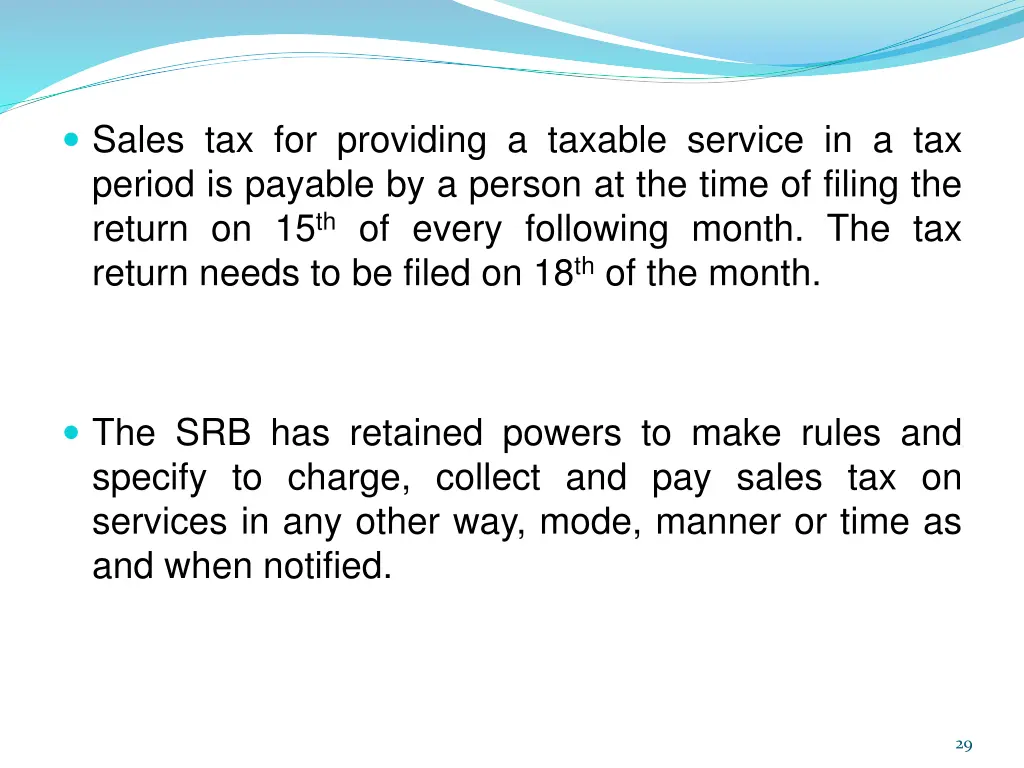sales tax for providing a taxable service