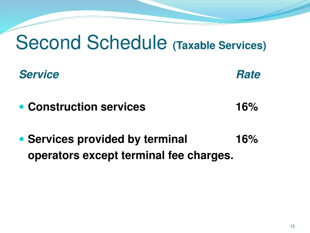 second schedule taxable services 3
