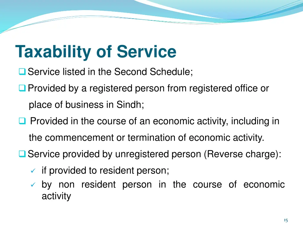 taxability of service service listed