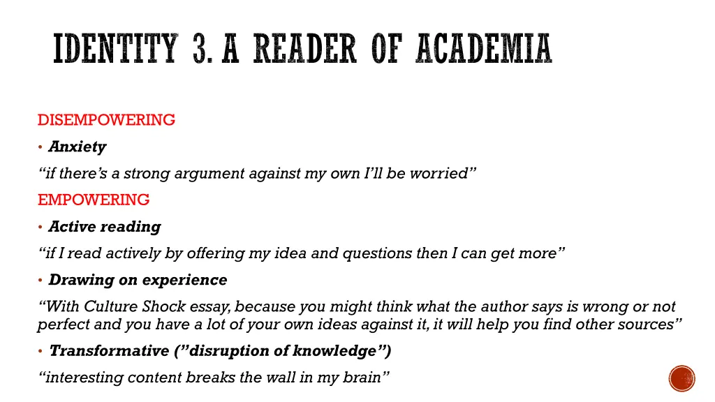 identity 3 a reader of academia