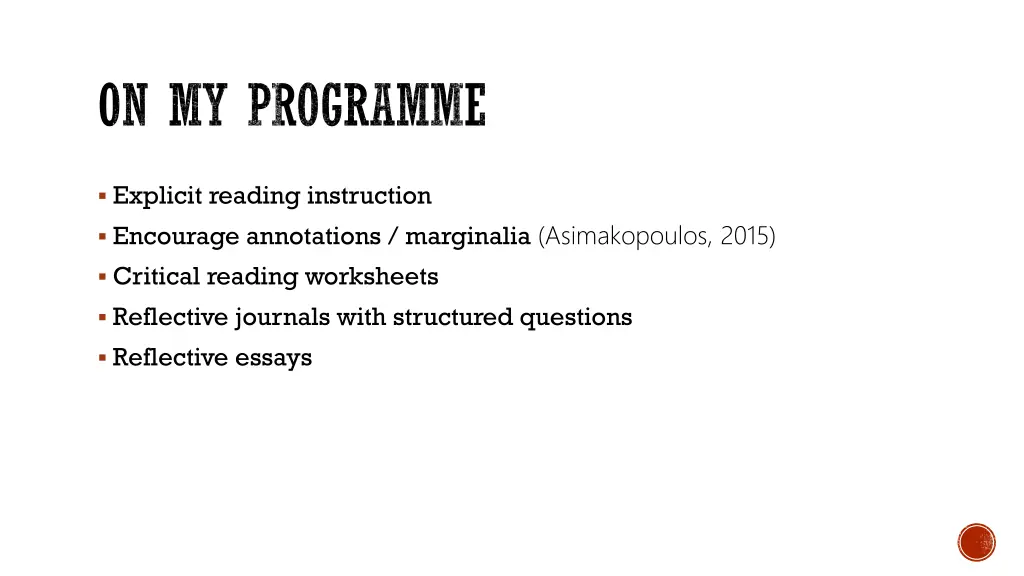 on my programme