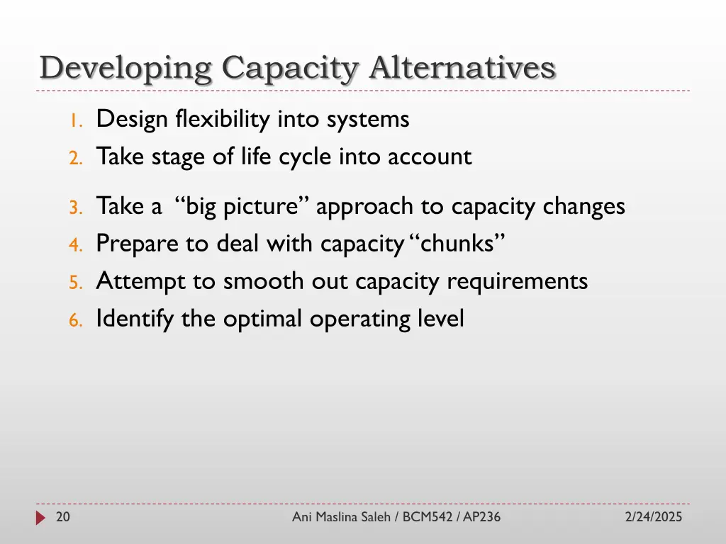 developing capacity alternatives