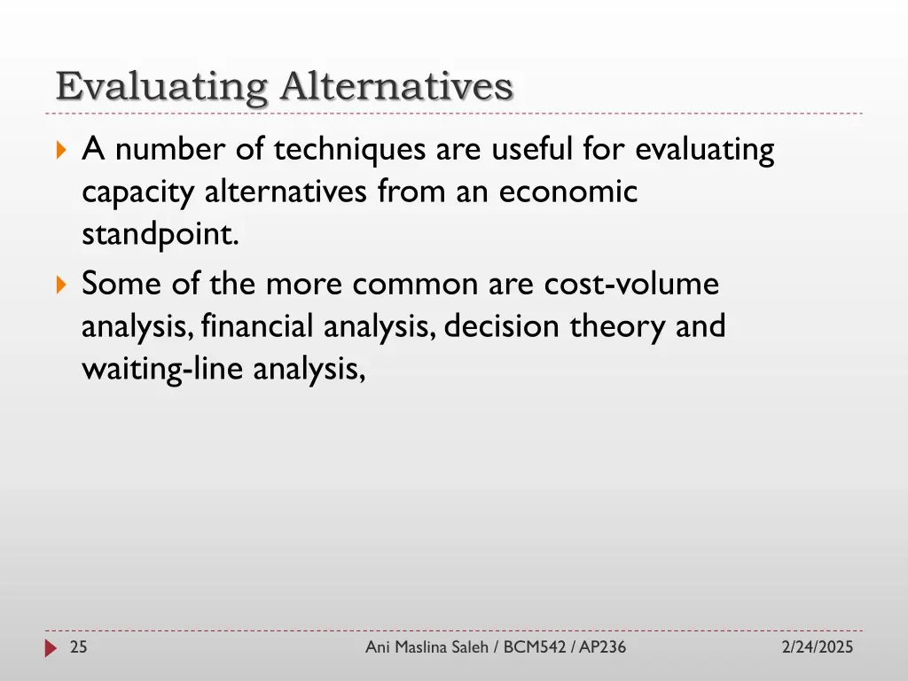 evaluating alternatives 2
