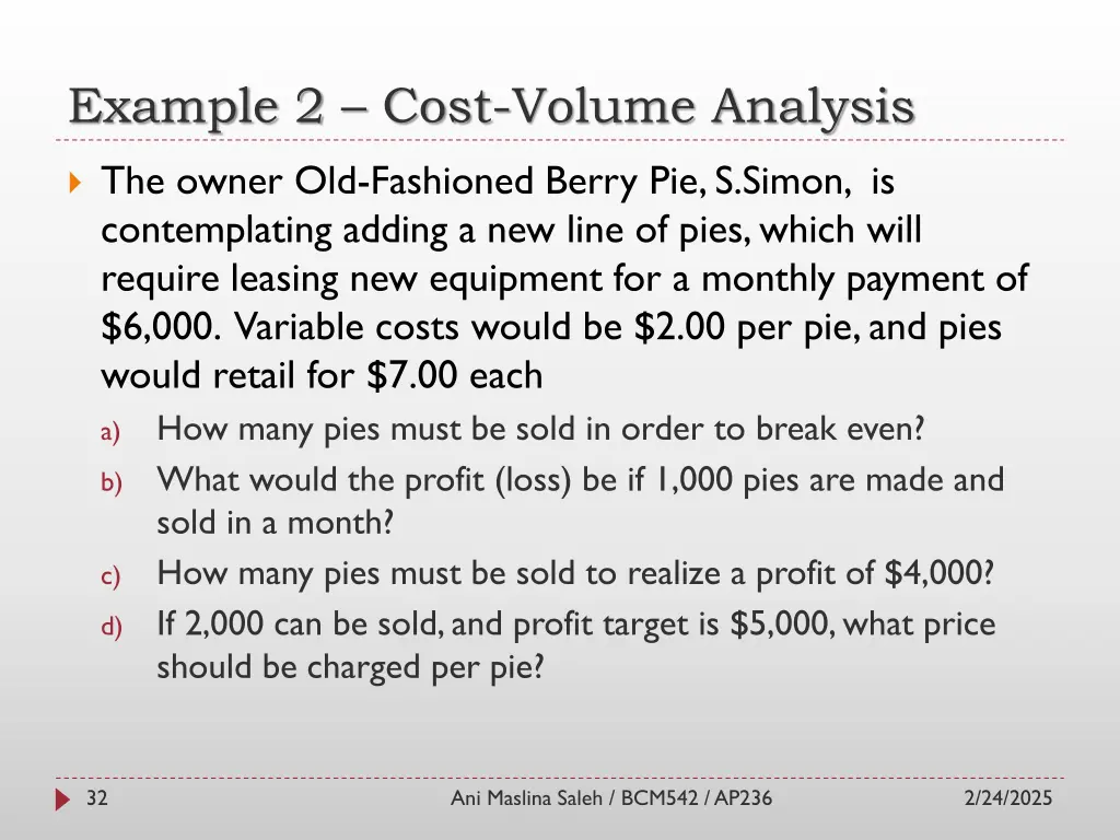 example 2 cost volume analysis