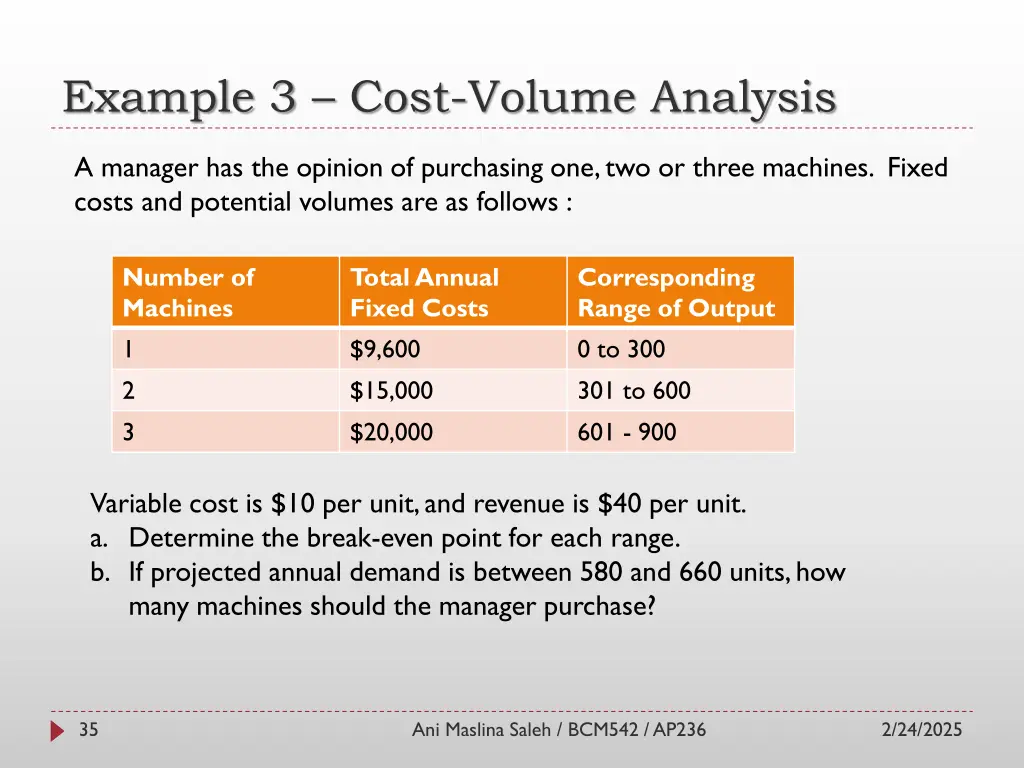 example 3 cost volume analysis