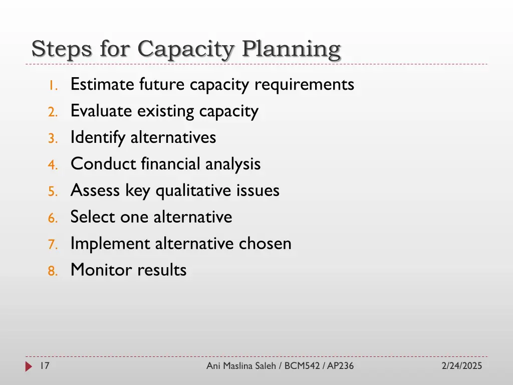 steps for capacity planning