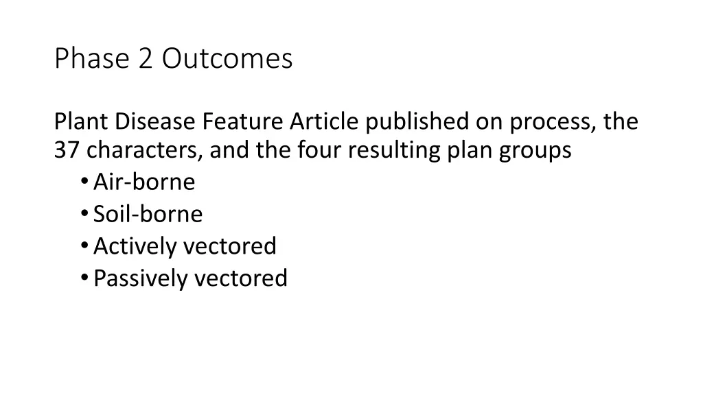 phase 2 outcomes
