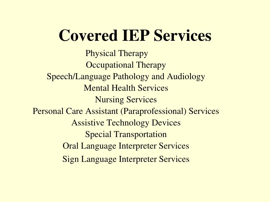 covered iep services physical therapy