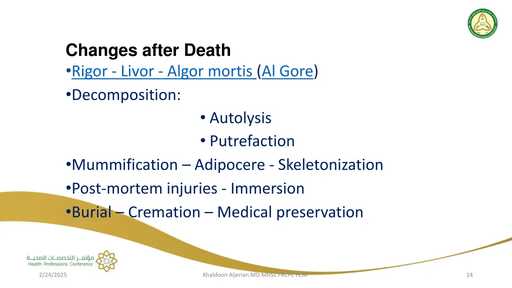 changes after death rigor livor algor mortis