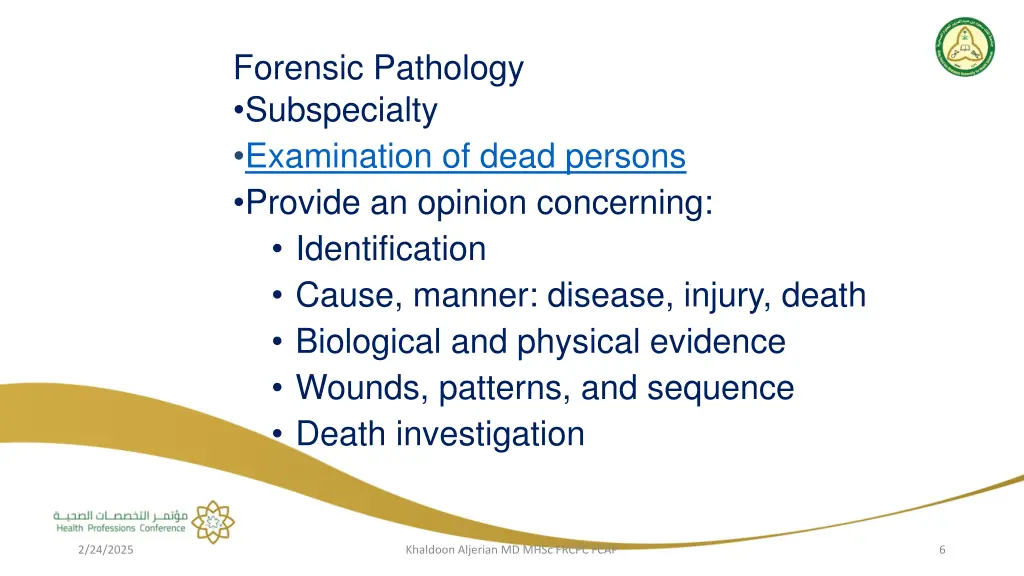 forensic pathology subspecialty examination