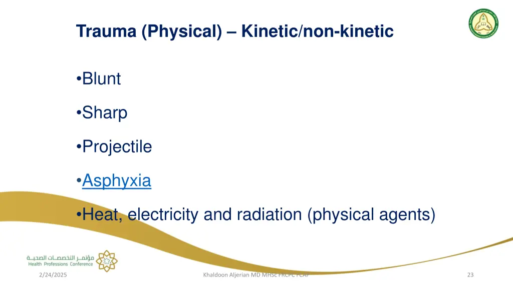 trauma physical kinetic non kinetic